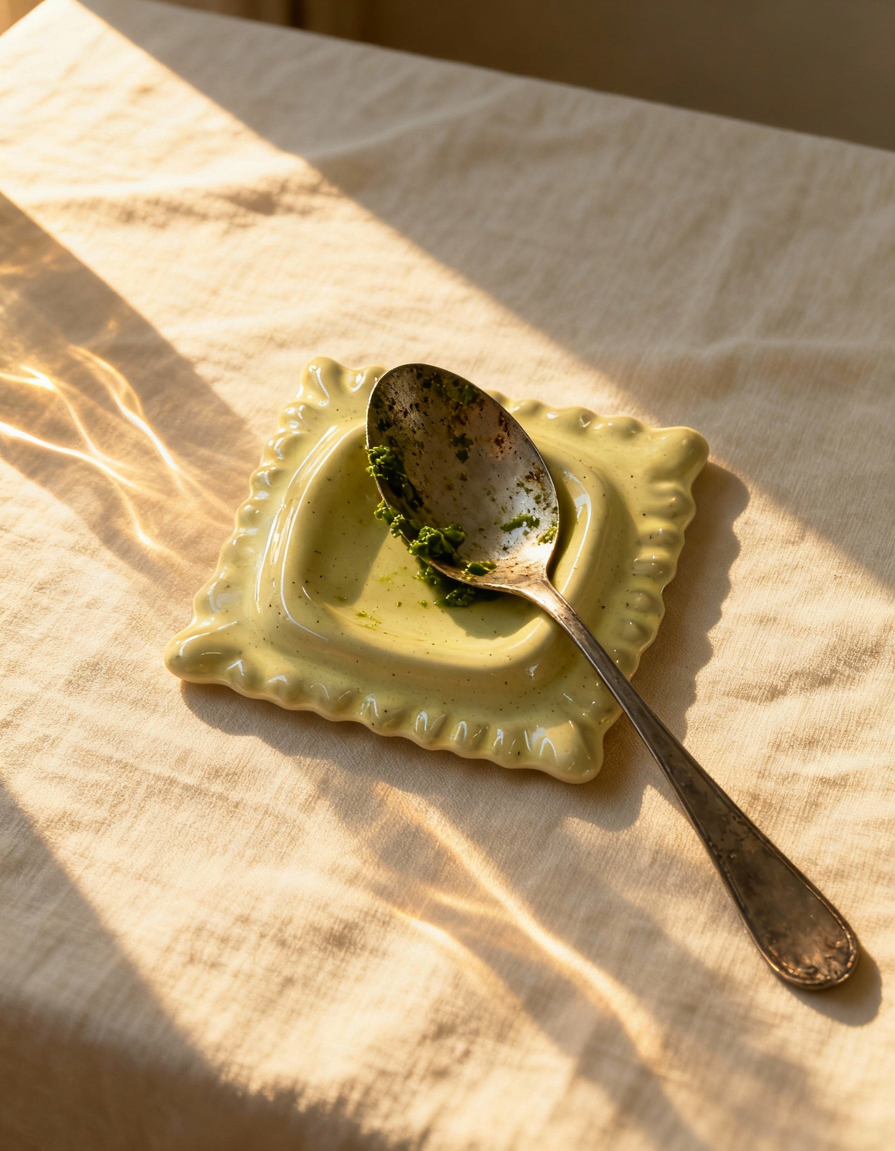 Ceramic spoon rest for ravioli
