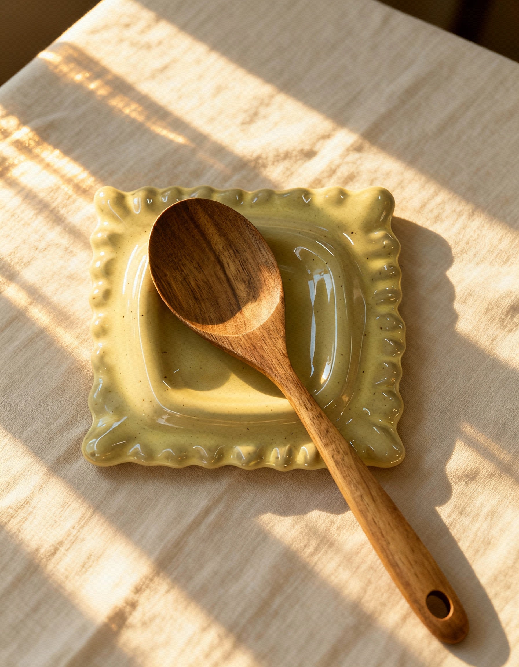 Ceramic spoon rest for ravioli